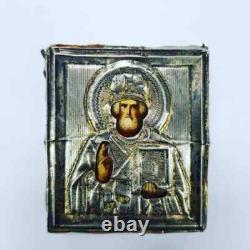 19th Antique Imperial Russian antique small pocket Silver 84 Icon