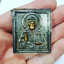 19th Antique Imperial Russian antique small pocket Silver 84 Icon