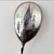 19th C IMPERIAL RUSSIAN NIELLO SPOON SOLID SILVER 84 1875-1897 SKL CITY SCENE
