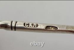 19th C IMPERIAL RUSSIAN NIELLO SPOON SOLID SILVER 84 1875-1897 SKL CITY SCENE