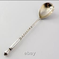 19th C IMPERIAL RUSSIAN NIELLO SPOON SOLID SILVER 84 1875-1897 SKL CITY SCENE