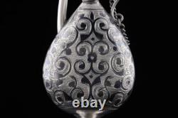 19th C Imperial Russian Niello Silver 84 Kavkaz Caucasus Perfume Scent Bottle