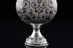 19th C Imperial Russian Niello Silver 84 Kavkaz Caucasus Perfume Scent Bottle