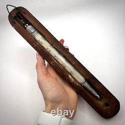 19th Huge Antique Imperial Wall Wooden Glass Old Thermometer Soviet Vintage USSR