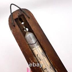 19th Huge Antique Imperial Wall Wooden Glass Old Thermometer Soviet Vintage USSR