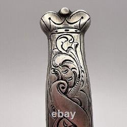 19th Original Antique Imperial Russian Pencil Crown Sterling Silver 84 Engraved