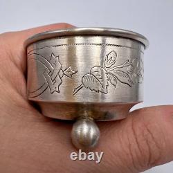 19th Original Antique Imperial Russian Silver 84 Engraved Bowl Salt Cellar 24.7g