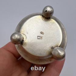 19th Original Antique Imperial Russian Silver 84 Engraved Bowl Salt Cellar 24.7g