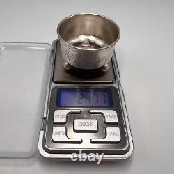 19th Original Antique Imperial Russian Silver 84 Engraved Bowl Salt Cellar 24.7g