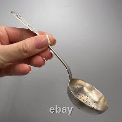 19th Original Antique Imperial Russian Silver 84 Engraved Tea Strainer Signed