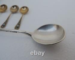 1 Russian Silver 84 Imperial Spoon + 3 Silver 875 Enamel Soveit Salt Spoons