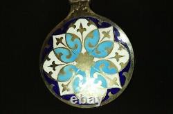 20.4 gr. Antique IMPERIAL RUSSIAN 84 SILVER CHAMPLEVE ENAMEL TEASPOON