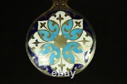 20.4 gr. Antique IMPERIAL RUSSIAN 84 SILVER CHAMPLEVE ENAMEL TEASPOON