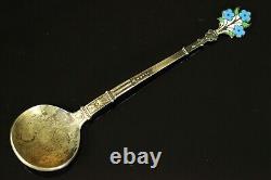 20.4 gr. Antique IMPERIAL RUSSIAN 84 SILVER CHAMPLEVE ENAMEL TEASPOON