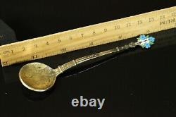 20.4 gr. Antique IMPERIAL RUSSIAN 84 SILVER CHAMPLEVE ENAMEL TEASPOON