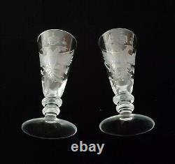 2 Antique Royalty Imperial Russian Engraved Coat Arms Cypher Goblet Shot Glass