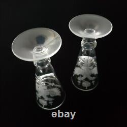 2 Antique Royalty Imperial Russian Engraved Coat Arms Cypher Goblet Shot Glass