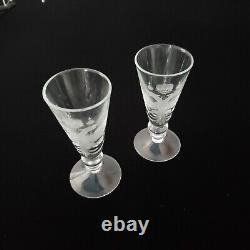 2 Antique Royalty Imperial Russian Engraved Coat Arms Cypher Goblet Shot Glass