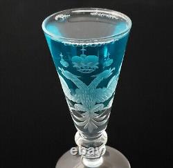 2 Antique Royalty Imperial Russian Engraved Coat Arms Cypher Goblet Shot Glass