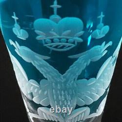 2 Antique Royalty Imperial Russian Engraved Coat Arms Cypher Goblet Shot Glass