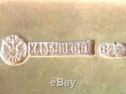 2 Original Monogram Spoons Khlebnikov Russian Imperial Silver 84 Antique Russia