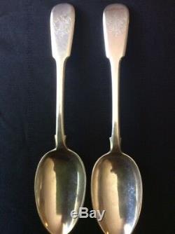 2 Original Monogram Spoons Khlebnikov Russian Imperial Silver 84 Antique Russia