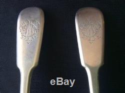 2 Original Monogram Spoons Khlebnikov Russian Imperial Silver 84 Antique Russia