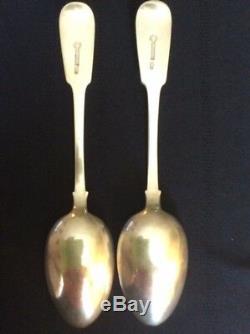 2 Original Monogram Spoons Khlebnikov Russian Imperial Silver 84 Antique Russia