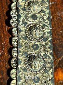 37 Antique Imperial Russian Niello Silver womens' belt stamped 84, wt 538.6g