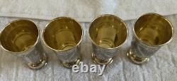 4 Antique Imperial Russian 84 Silver Hand Etched 128 grams