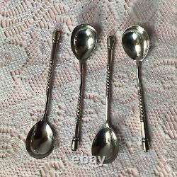 4 Antique Russian Moscow 1879 Ivan Konstantinov 84Zol Solid Silver Coffee Spoons