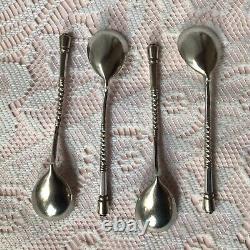 4 Antique Russian Moscow 1879 Ivan Konstantinov 84Zol Solid Silver Coffee Spoons