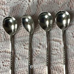 4 Antique Russian Moscow 1879 Ivan Konstantinov 84Zol Solid Silver Coffee Spoons