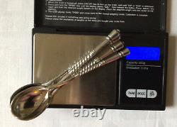 4 Antique Russian Moscow 1879 Ivan Konstantinov 84Zol Solid Silver Coffee Spoons