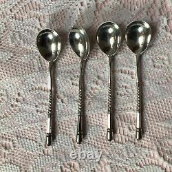 4 Antique Russian Moscow 1879 Ivan Konstantinov Solid 84Zol Silver Coffee Spoons