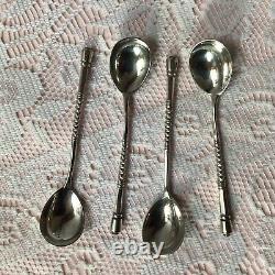 4 Antique Russian Moscow 1879 Ivan Konstantinov Solid 84Zol Silver Coffee Spoons