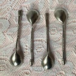 4 Antique Russian Moscow 1879 Ivan Konstantinov Solid 84Zol Silver Coffee Spoons