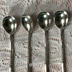 4 Antique Russian Moscow 1879 Ivan Konstantinov Solid 84Zol Silver Coffee Spoons