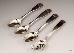 4 Original Monogram Spoon Russian Imperial Silver 84 Antique Set Sterling Russia