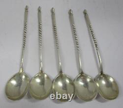 5 Antique Imperial Russian Late 1800's 84 Silver Engraved Caviar Spoons