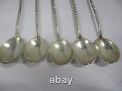 5 Antique Imperial Russian Late 1800's 84 Silver Engraved Caviar Spoons