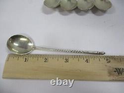5 Antique Imperial Russian Late 1800's 84 Silver Engraved Caviar Spoons