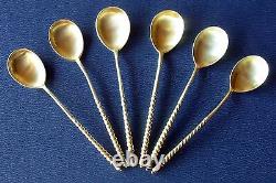 6 Imperial Russian Spoons Silver Gilt 1882