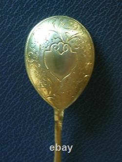 6 Imperial Russian Spoons Silver Gilt 1882