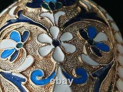 6 Rare Antique Imperial Russian Cloisonne Fire Enamel Silver Gold Wash Spoon Set