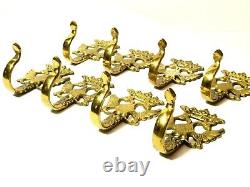 8 Antique Russian Brass Coat Hooks Imperial Double Headed Eagle Design 3.5