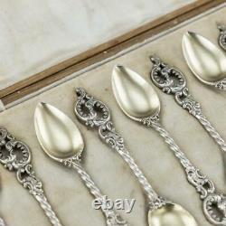 ANTIQUE 19thC IMPERIAL RUSSIAN FABERGE SILVER-GILT 12 COFFEE SPOONS c. 1890