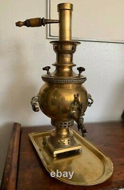 ANTIQUE 19th C. IMPERIAL RUSSIAN BRASS TEA SAMOVAR by GOLTYAKOV FACTORY TULA