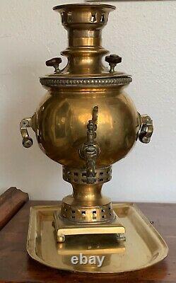 ANTIQUE 19th C. IMPERIAL RUSSIAN BRASS TEA SAMOVAR by GOLTYAKOV FACTORY TULA
