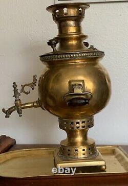 ANTIQUE 19th C. IMPERIAL RUSSIAN BRASS TEA SAMOVAR by GOLTYAKOV FACTORY TULA